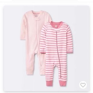 NWT 2pk Waffle Zip Romper - Cloud Island™ Target Pink 24M Baby Toddler